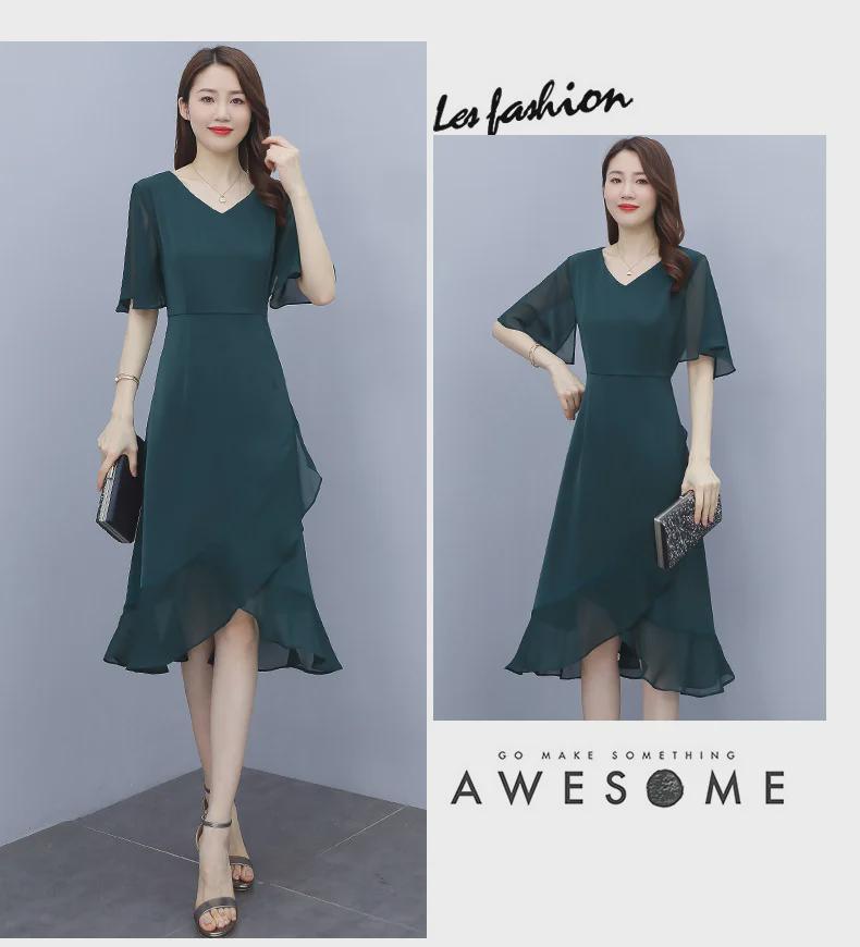 Elegant Summer 2021 Satin & Chiffon Long Dress