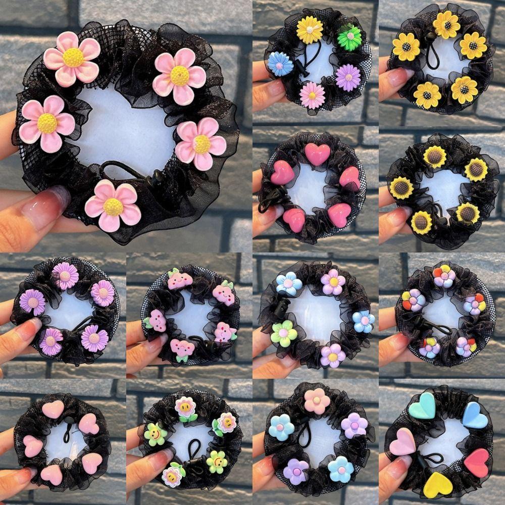 Регулируемая эластичная сетка для волос для девочек, модный головной убор, чехол для пучка волос, милая балетная сетка для волос для детей