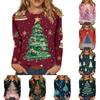 Women's Fashionable Casual Long Sleeved Christmas Printed Round Neck Top Long Sleeved Top