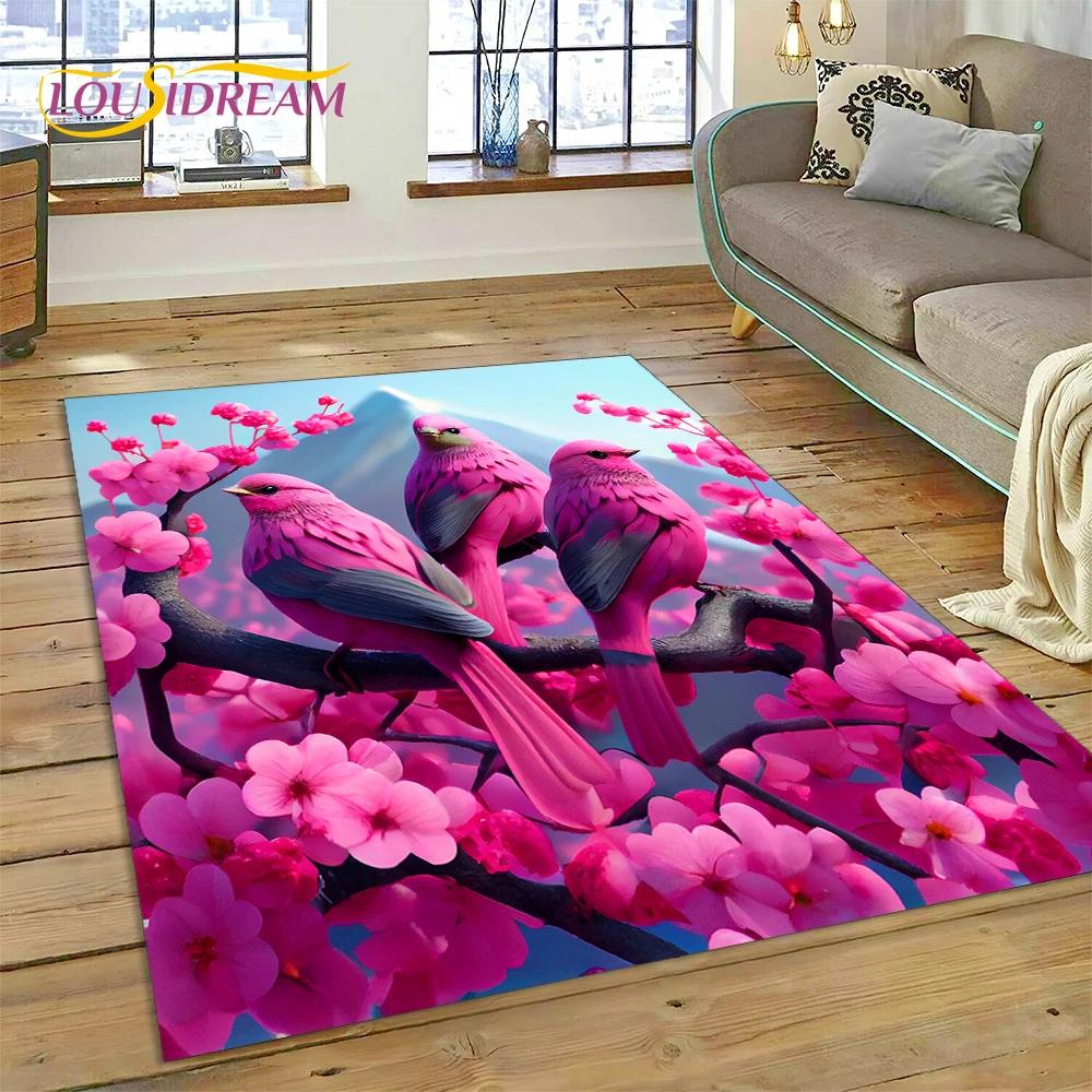 Cute Dream Birds Parrot Peacock Cartoon Rug Carpet for Living Room Bedroom Decor,floor Mat Non-slip Decoration for Sofa Doormat