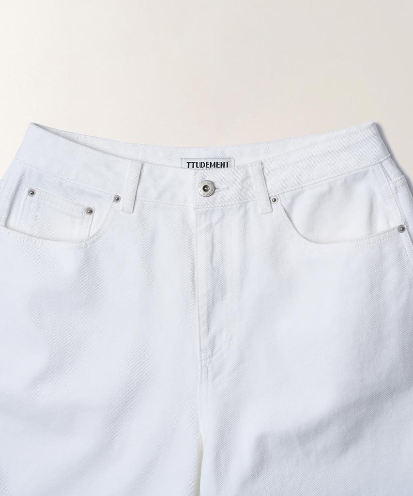 TTUDEMENT Washed Denim Shorts_White