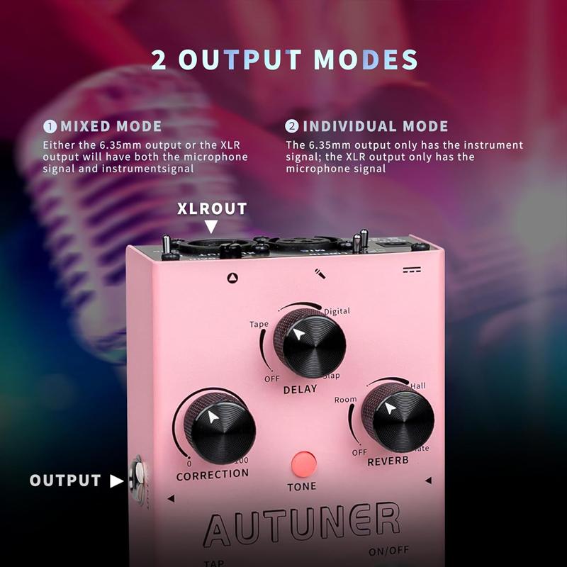 MOOER Autuner MVP1 Vocal Effects Processor Voice Pedal Tone Correction Reverb Delay Guitar Sound Stompbox Microphone Amplifier
