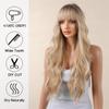 ALAN EATON Блондинка Длинные вьющиеся синтетические парики с челкой Ombre Blonde Highlight Wave Wig Натуральные женские повседневные волосы Высокая температура