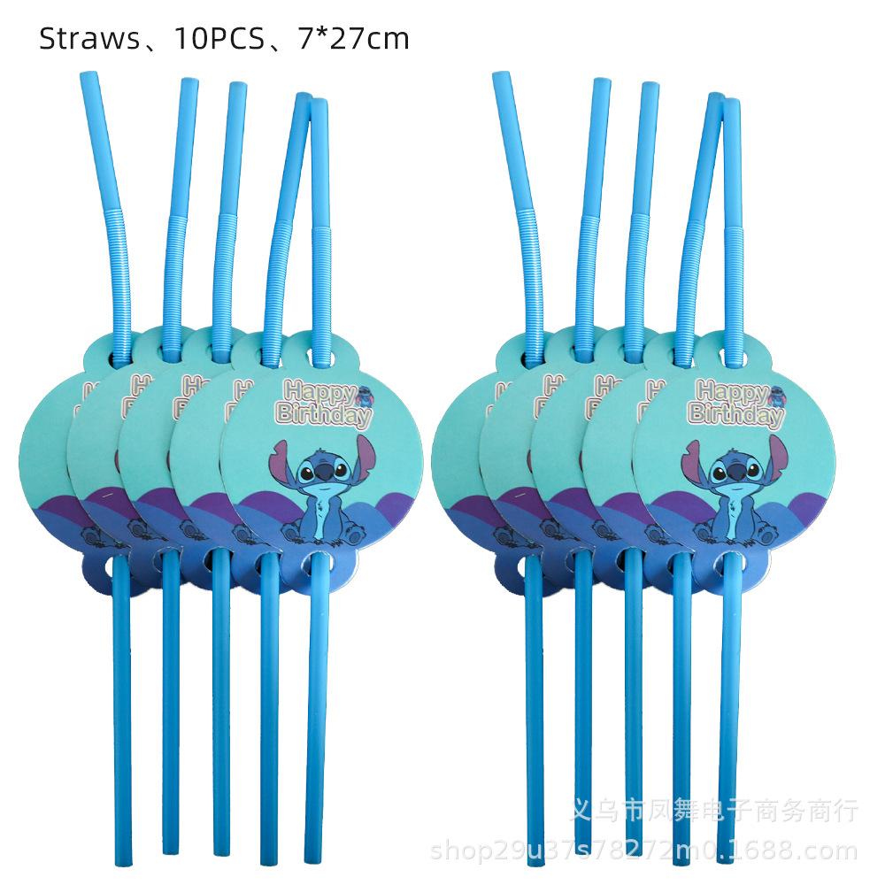 Пятнистый Синий Стич Украшения для Вечеринки Синяя Звезда Детская Бумажная Тарелка Бумажный Стакан Флаг Коробка для Конфет