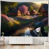 Гобелен с рисунком «Лесная хижина» и «Река», гобелен для спальни, гостиной, настенное украшение для дома, гобелен