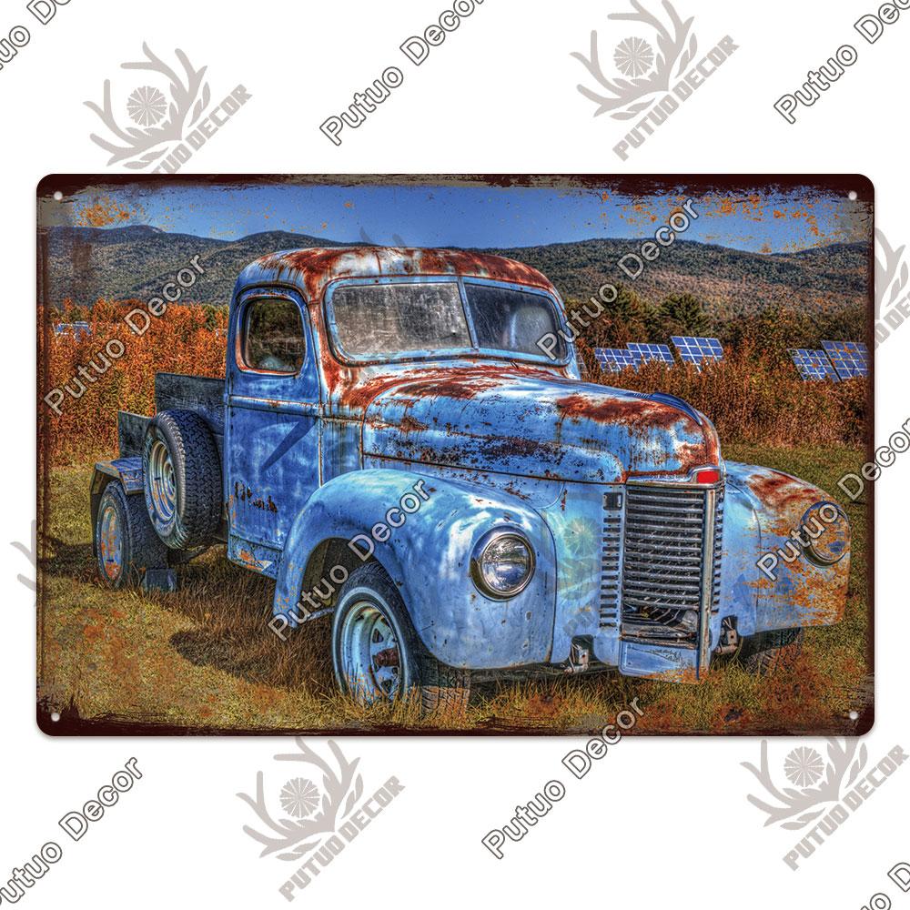 Putuo Decor Классические автомобили Ретро табличка Металлическая пластина Винтажная жестяная вывеска для гаража, мужской пещеры, домашнего настенного искусства, украшения, автомобильные постеры