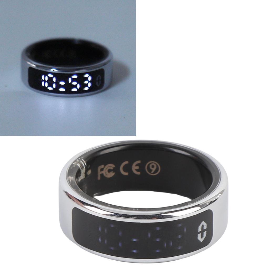 Умное кольцо серебристое шагомер брызгозащищенное умное фитнес-кольцо с дисплеем приложения сенсорные кнопки для