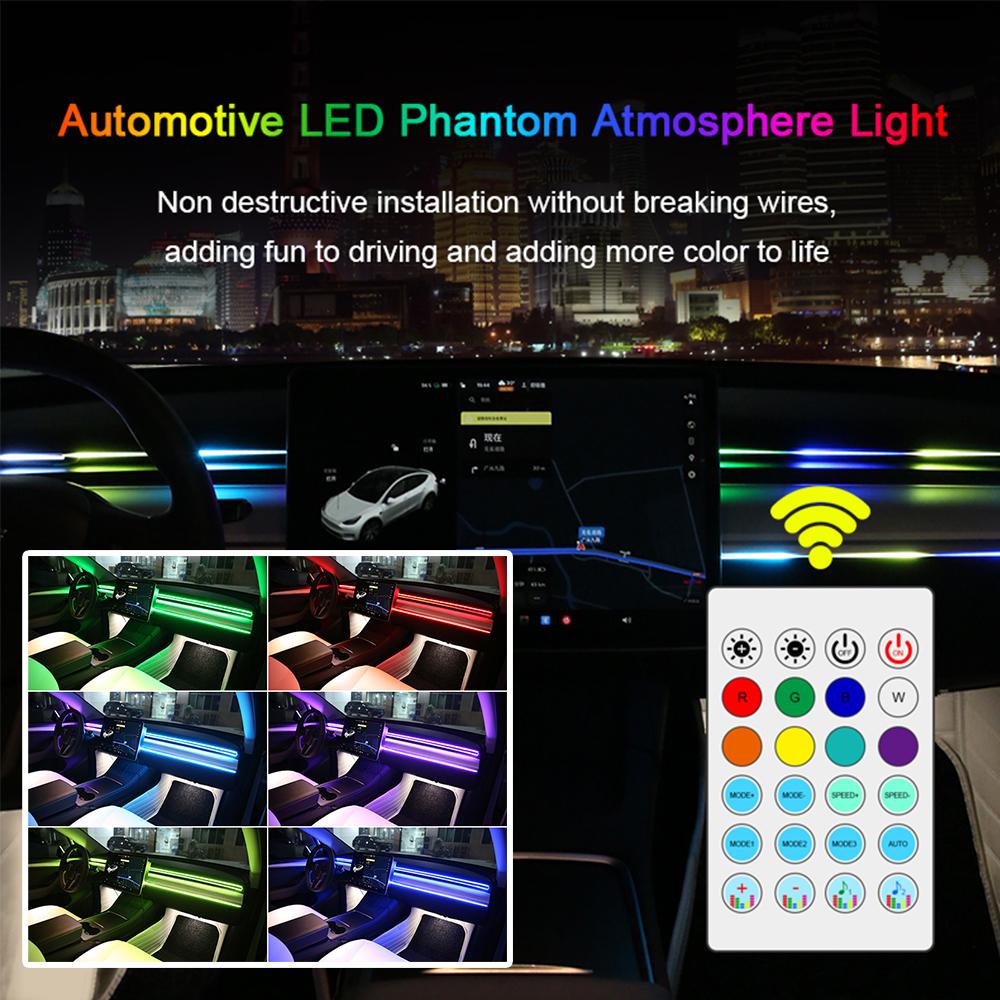 110 СМ Автомобильная RGB Светодиодная Полоса Неонового Света Приложение Управление Музыкой Ритм Датчик Лампы с Дистанционным Окружающим Освещением Автомобиля Интерьер Авто Украшения Атмосфера Лампа