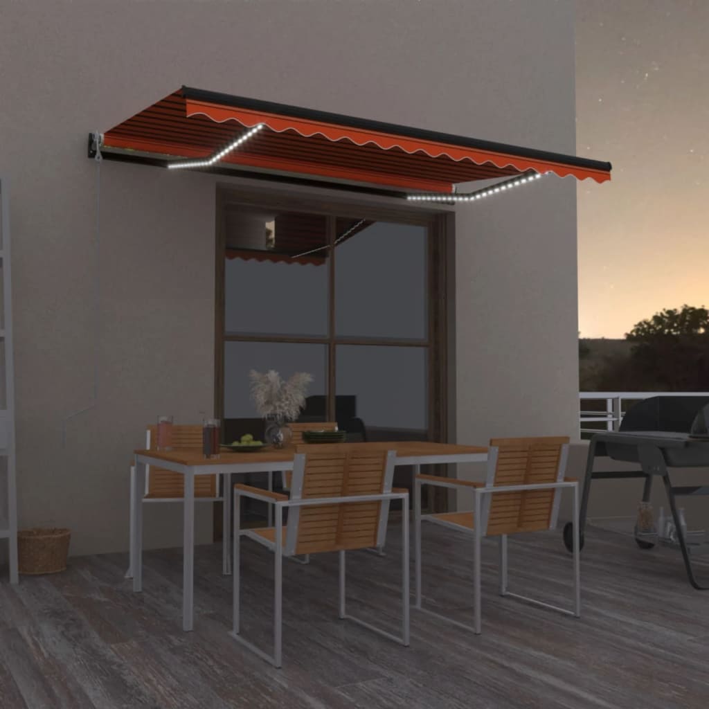 Automatic Awning with LED & Wind Sensor 450x300 Orange Brown