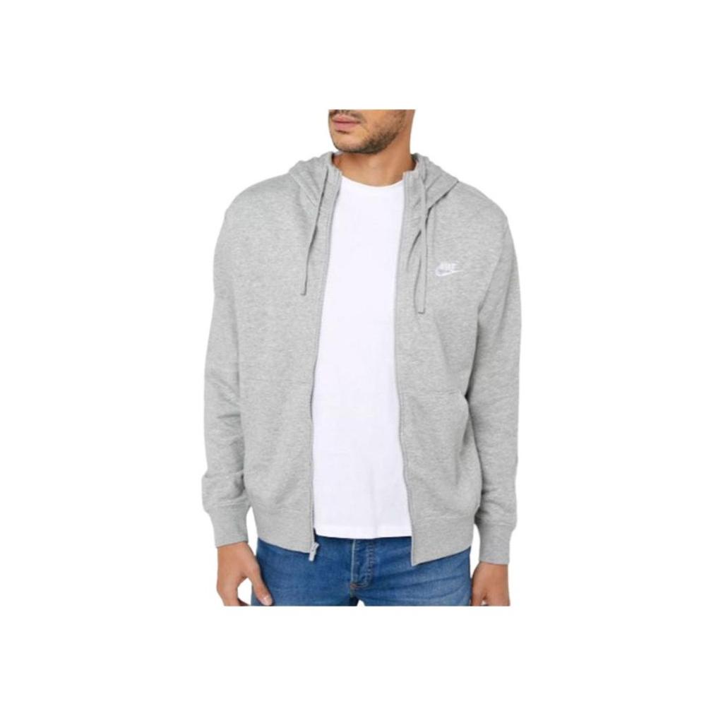Nike Sportswear Club Fleece Full-Zip Hoodie Dark Grey Heather/Matte Silver/White Men Streetwear BV2645-063
