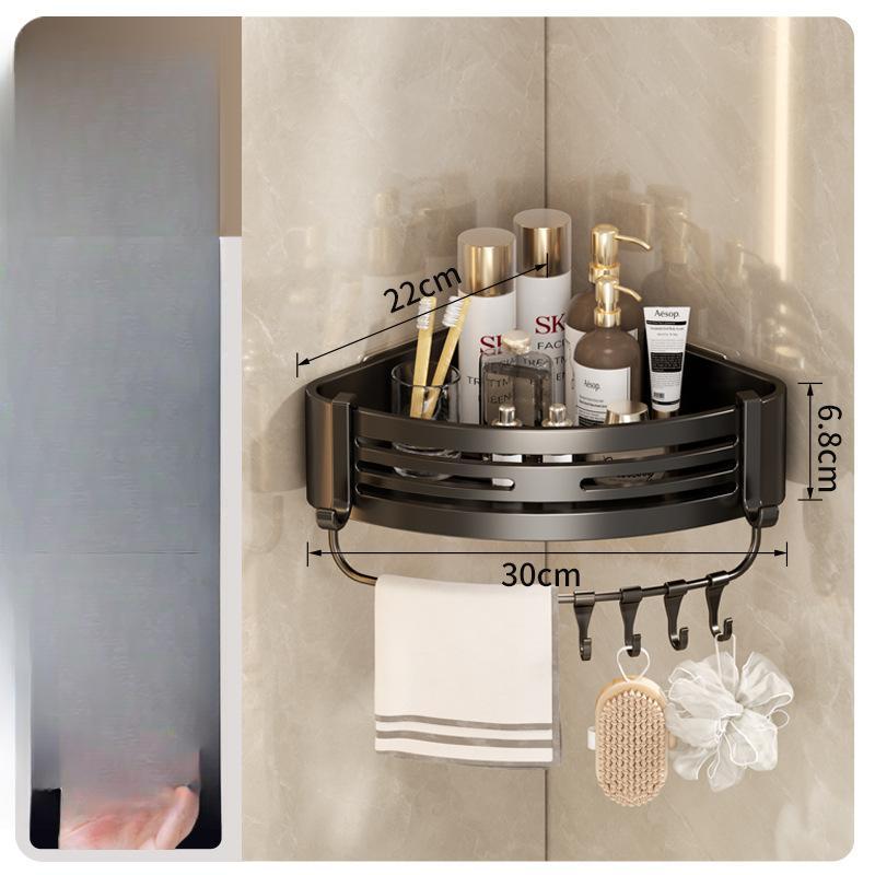 Aluminum Alloy Bathroom Shelves Punch-free Thickened Tripod Wall-mounted Corner Shelf Bathroom Accessories Shower Organizer