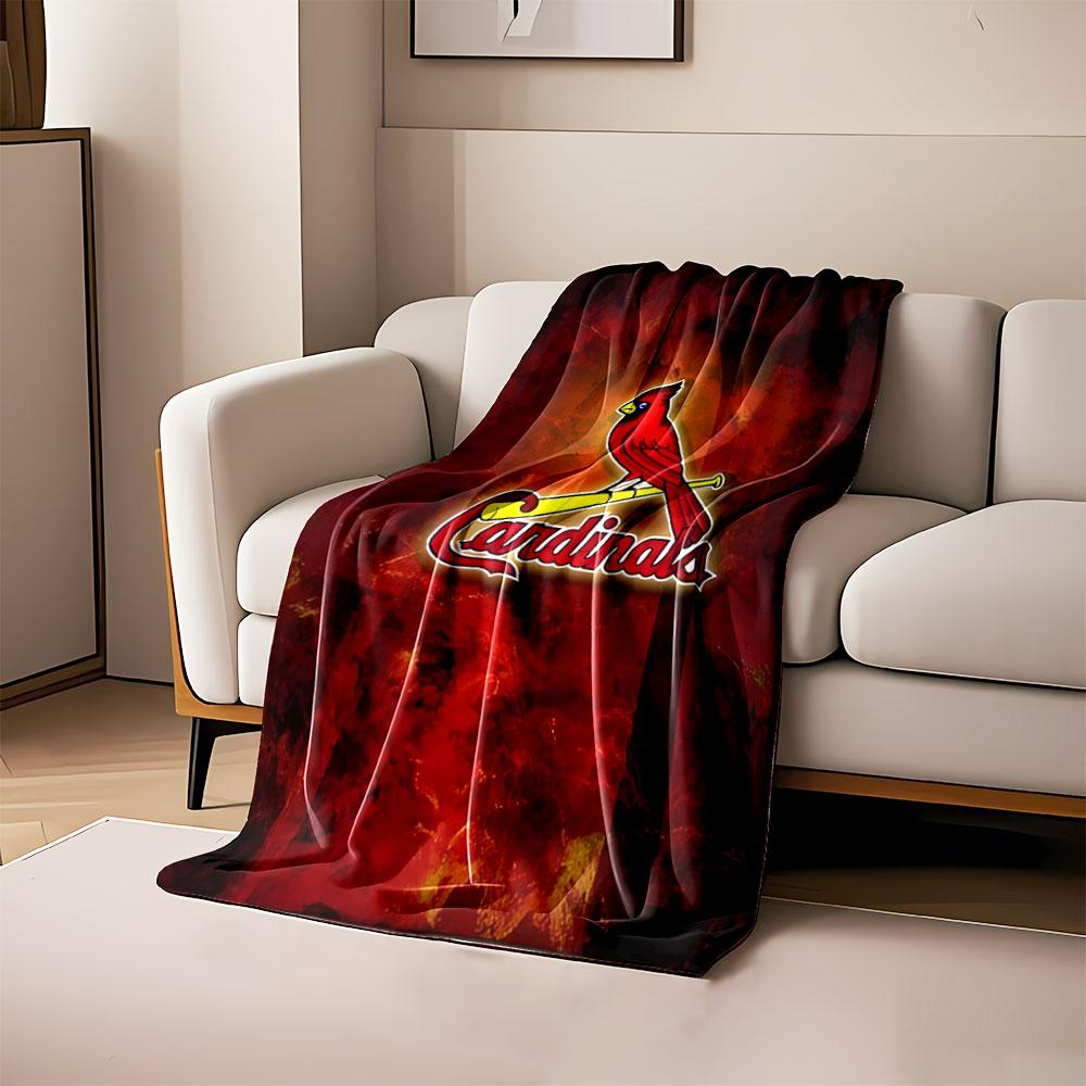 Red Cardinals Logo on Fiery Background print blanket soft and cozy perfect for the living room bed sofa or a nap,gift