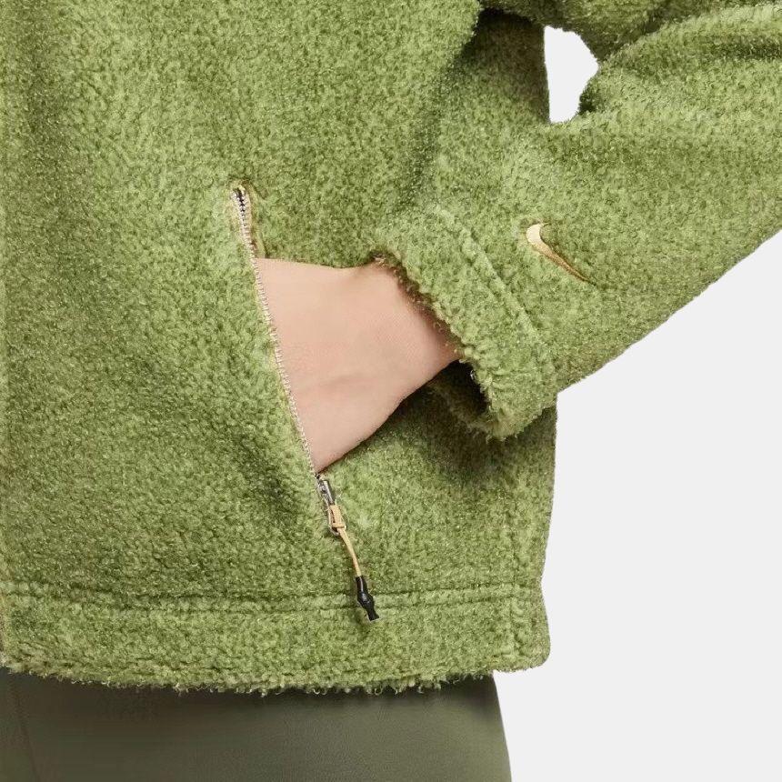 Nike Однотонная толстовка с принтом букв на молнии для женщин, верхняя одежда, зеленая DQ6269-334