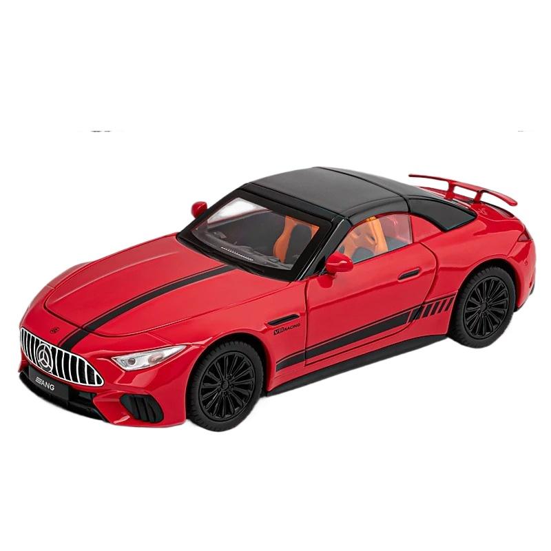1/24 Mercedes-Benz SL63 Sports Car Alloy Scale Car Model Diecast Metal Sound and Light Collection Children Toy Miniature Car Vehicle