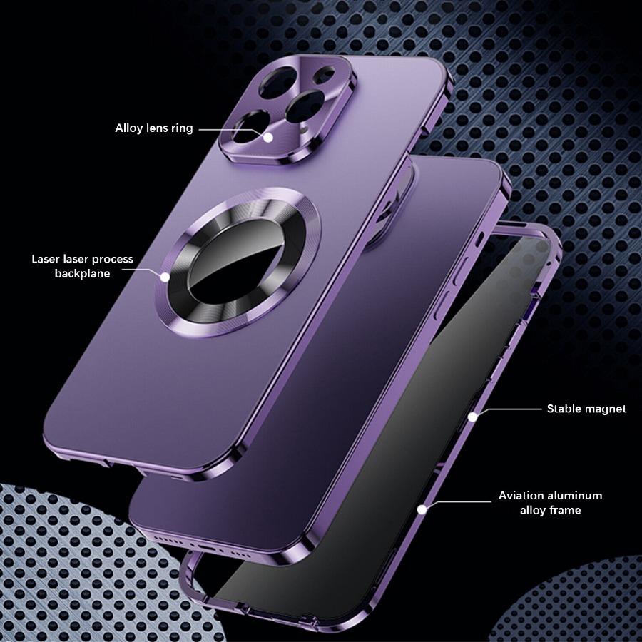 Для iPhone16 15 14 Plus 13 12Pro Max полностью алюминиевый металлический магнитный чехол двухсторонняя защита противоударный чехол протектор экрана