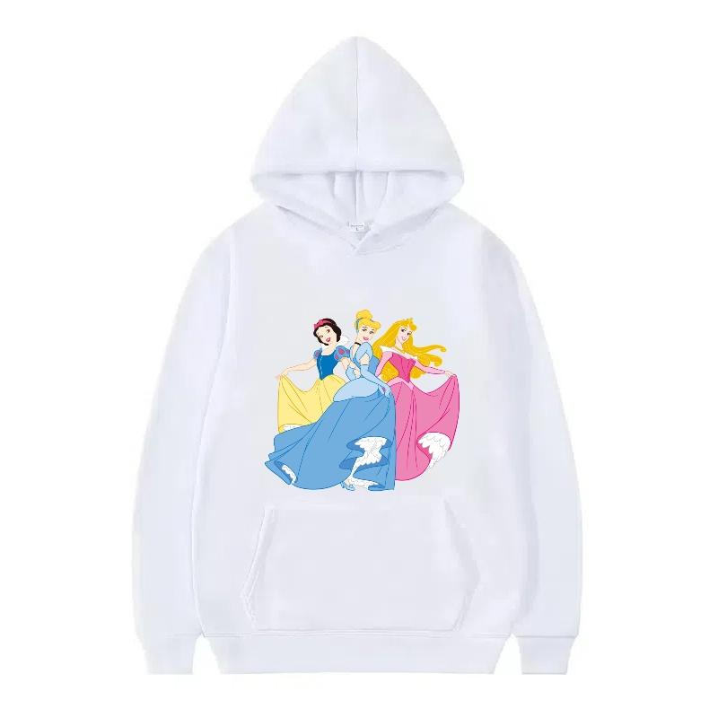 Disney Princess Pattern Woman Fashion Sporty Loose Black Spring Tops Clothes Pullovers Ladies Cheap Y2k Hoodies Men Sweatshirts