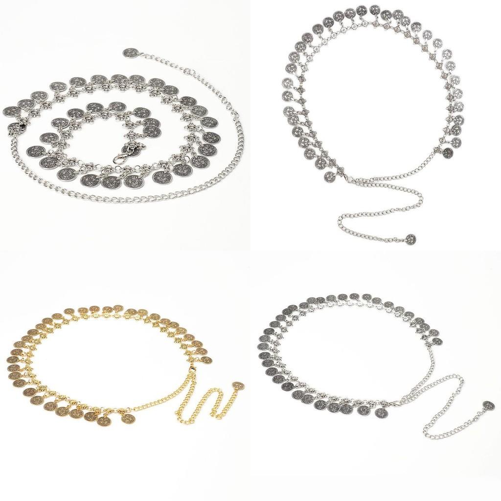 Стильный металлический пояс на талию с подвеской-монетой и застежкой-крючком для женской моды