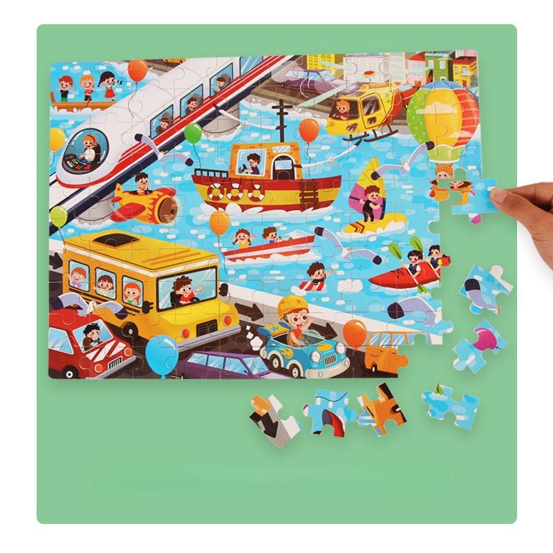 100pcs Wooden Puzzle Toys for Children Montessori Toy Space Jigsaw Puzzle Early Education Logical Thinking Training Puzzle Game