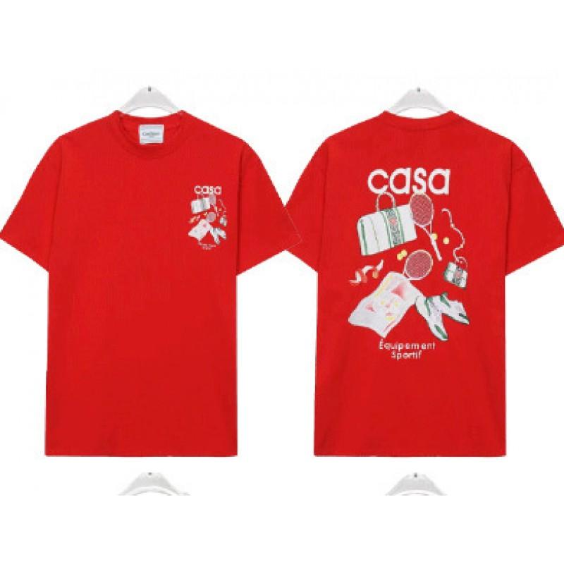 Casablanca Print T-Shirt Mens Short Sleeve Loose Fit Cotton Tee Casual Wear