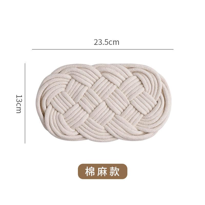 Чайный коврик Тканый льняной Ins Пасторальный Домашний Подставка для столовых приборов Ресторанный дизайн Чайная утварь Теплоизоляция Базовый Хамдмейд Украшения Кофе Мягкий