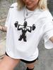 Мотивационная футболка для зала Девушка с гантелями Силуэт Power Girl Футболка Harajuku Уличный стиль Эстетика Летние модные топы Унисекс
