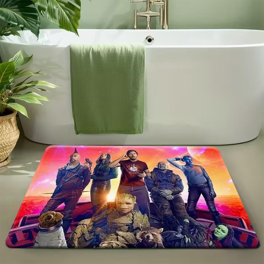 Bath Mat 1pc, Spider for Man Takes Action, MARVEL Flannel Rectangular Mat, Bathroom Non-slip Entrance Mat, Fun Door Decoration