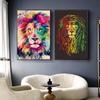 Цветные граффити с изображением льва для украшения интерьера, постеры и HD-картины для декора гостиной, холст
