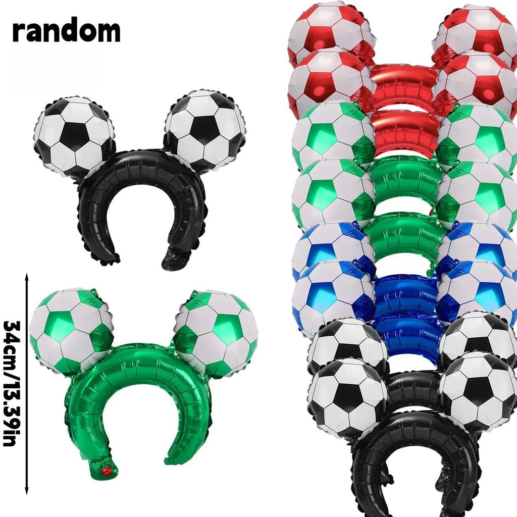 Headwear Soccer Foil Balloons Inflatable Soccer Shape Hand Stick Balloon Colorful Soccer Party Balloons Sports Theme Decoration