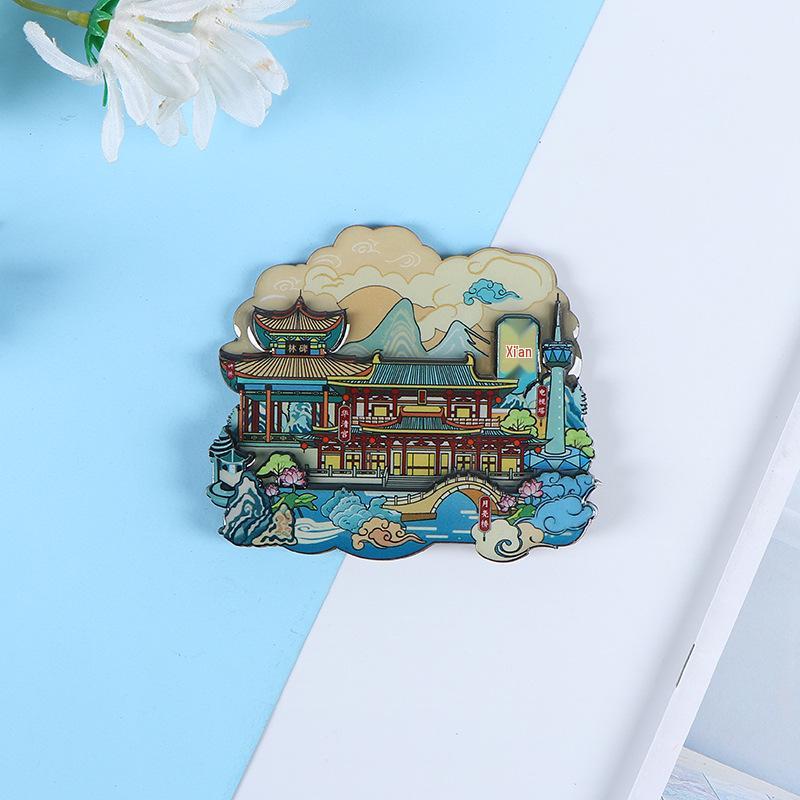 Национальный город Живописный Мультяшный Деревянный Эпоксидный Магнит на Холодильник