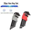 Набор из 26 предметов метрических и дюймовых черных отверток и L-образных шестигранных ключей с шаровой головкой