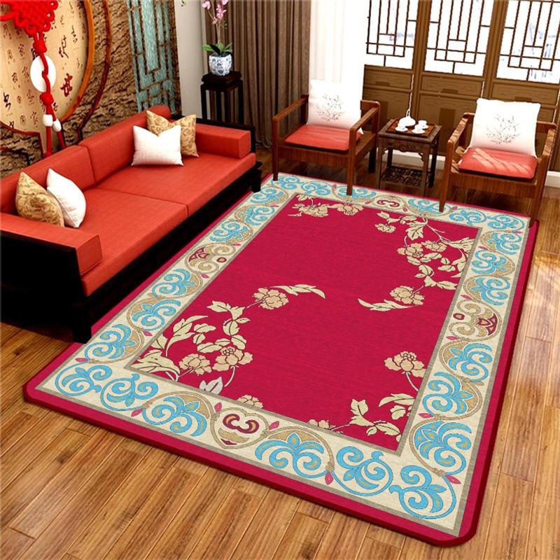 1pc Traditional Floral Area Mat for Living Room, Flannel Mat Suitable As Floor Covering In Lounge Bedroom Nursery Outdoor Patio Decorative Home