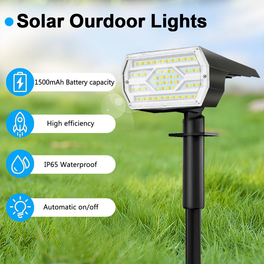 92/86/74LEDS Solar Lights Outdoor Waterproof Solar Landscape Spotlights 3 Colors Solar Powered Security Lights Yard Garden Pathw