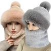 Новый шарф, интегрированная шапка 2-в-1, женская утолщенная двухслойная теплая плюшевая шапка, шарф, детская зимняя теплая шапка для холодной шеи