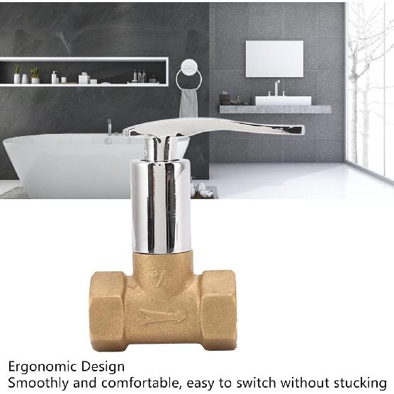 Water Stop Valve 3/4in Concealed Ceramic Brass Electroplated Water Valve Water Shut Off Valve for Kitchen Bathroom