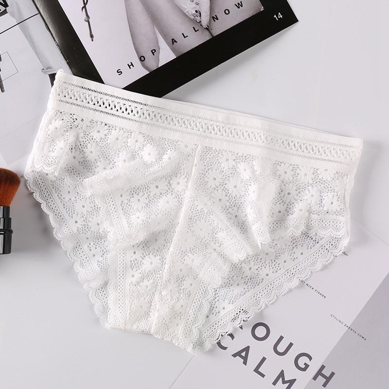 Women's Lace Panties Comfort Underwear Daisy Print Lace Briefs