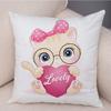 Cartoon Cat Print Cushion Cover Decor Cute Pet Animal Pillow Case Lovely Short Plush Pillowcase for Children Room Sofa X
