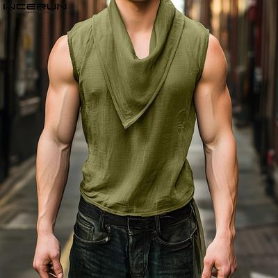 Мужские майки без рукавов с отложным воротником, прозрачные, повседневные