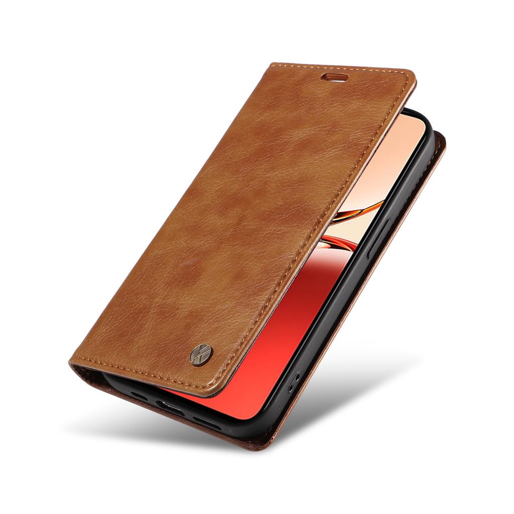 For Oppo Reno12 F 4G Case Wallet Litchi Grain Leather Phone Cover Magnetic Auto-Absorbed