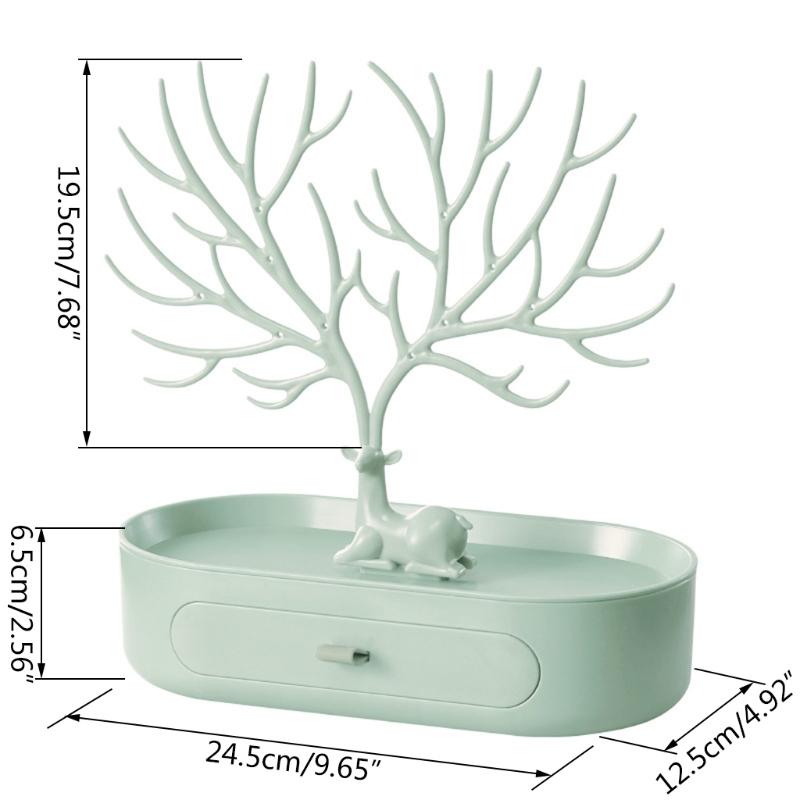 Коробка для хранения ювелирных изделий с мини-оленем для креативного держателя для сережек, ожерелий, колец, кулонов, браслетов, хранения и демонстрации X3UC