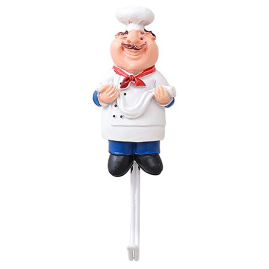 Мультяшный шеф-повар, дверная настенная металлическая вешалка, кухонная губка, щетка, крючок для посуды, органайзер