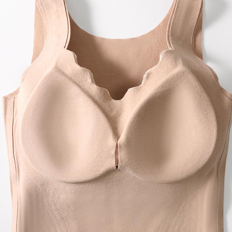 Терможилет без стальных деталей. Фиксированный цельный бюстгальтер с подкладкой. Нижнее белье из утепленного флиса для осени и зимы.