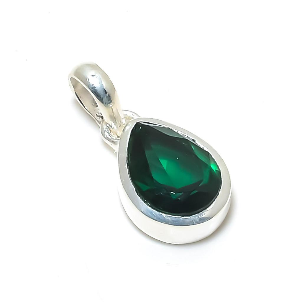 Серебряная подвеска с зеленым турмалином из стерлингового серебра 925 пробы — дизайн груши ручной работы, повседневная одежда, минималистичные украшения, праздничный наряд, подарок