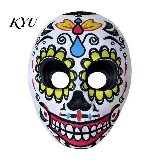 Comfortable Carnival Face Cushion Day of The Dead Skull Masque, Halloween Sugar Full Realistic Masque for Adults Masquerade Party Accessory