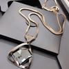 Foreign Fashion Triangle Crystal Inlay Pendant Necklace Vintage Personality Sweater Chain Jewelry