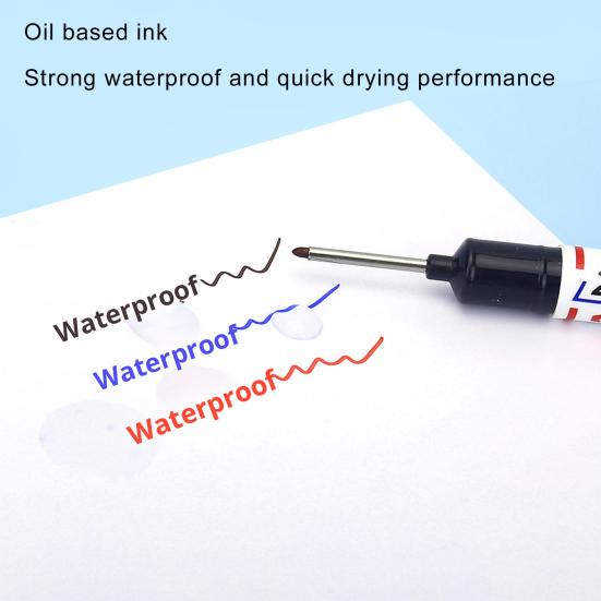 Yousheng 5Pcs Long Head Deep Hole Markers Carpenter Ink Marker Pens Quick-Drying Waterproof Colorful Carpenter Pens Marking Tools