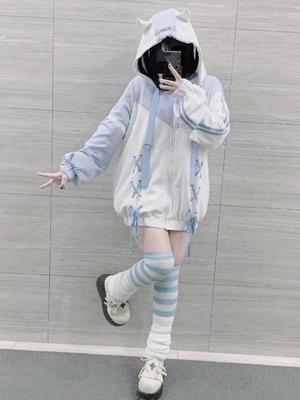 90-е Harajuku Kawaii пуловер бандажная толстовка Y2k эстетика толстовки женские E-girl гот уличная одежда топ