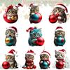 10pcs/set Christmas Tree Cat Ornament Super Cute 10 Cat Acrylic Hat Holiday Car Style Gift Orna U8L5