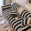 Утолщенный теплый плюшевый чехол для дивана из мягкой овечьей шерсти, чехлы для диванных ковриков, противоскользящие классические черно-белые полосатые подушки для дивана для гостиной