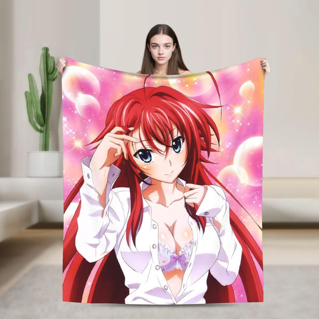 High School DxD Flannel Blanket Anime Super Warm Throw Blanket for Living Room Decorative Funny Bedspread Sofa Bed Cover