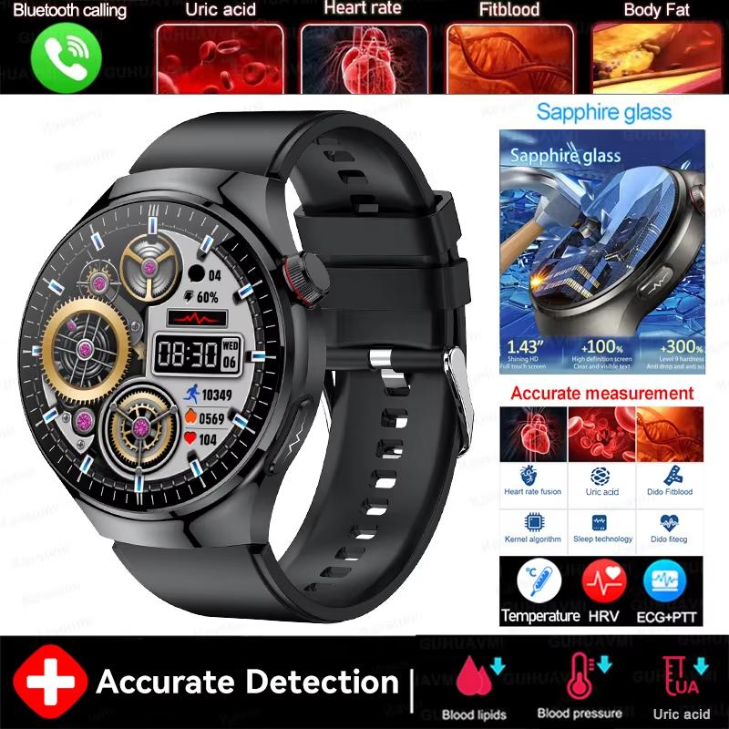 2025 New Health Nursing Grade Smart Watch Men Blood Lipid Uric Acid Tracker ECG+PPG Clock Bluetooth Call Smartwatches For Xiaomi